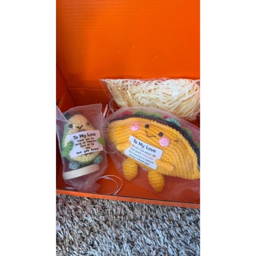 Kawaii Crochet Taco Avocado Plush 2 Pack Valentine Anniversary Couple Gift